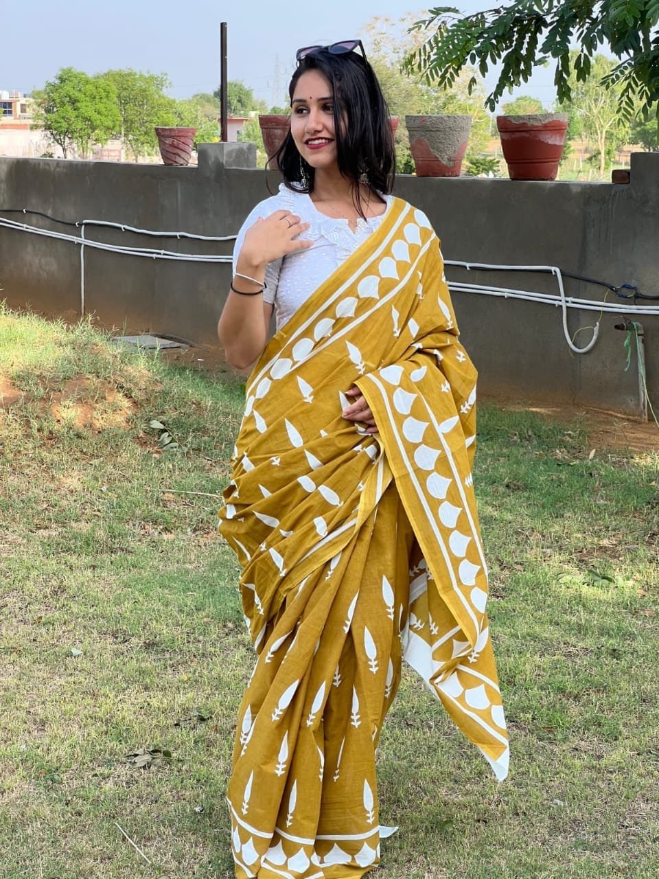 Bagru Block Printed Mulmul Cotton Saree